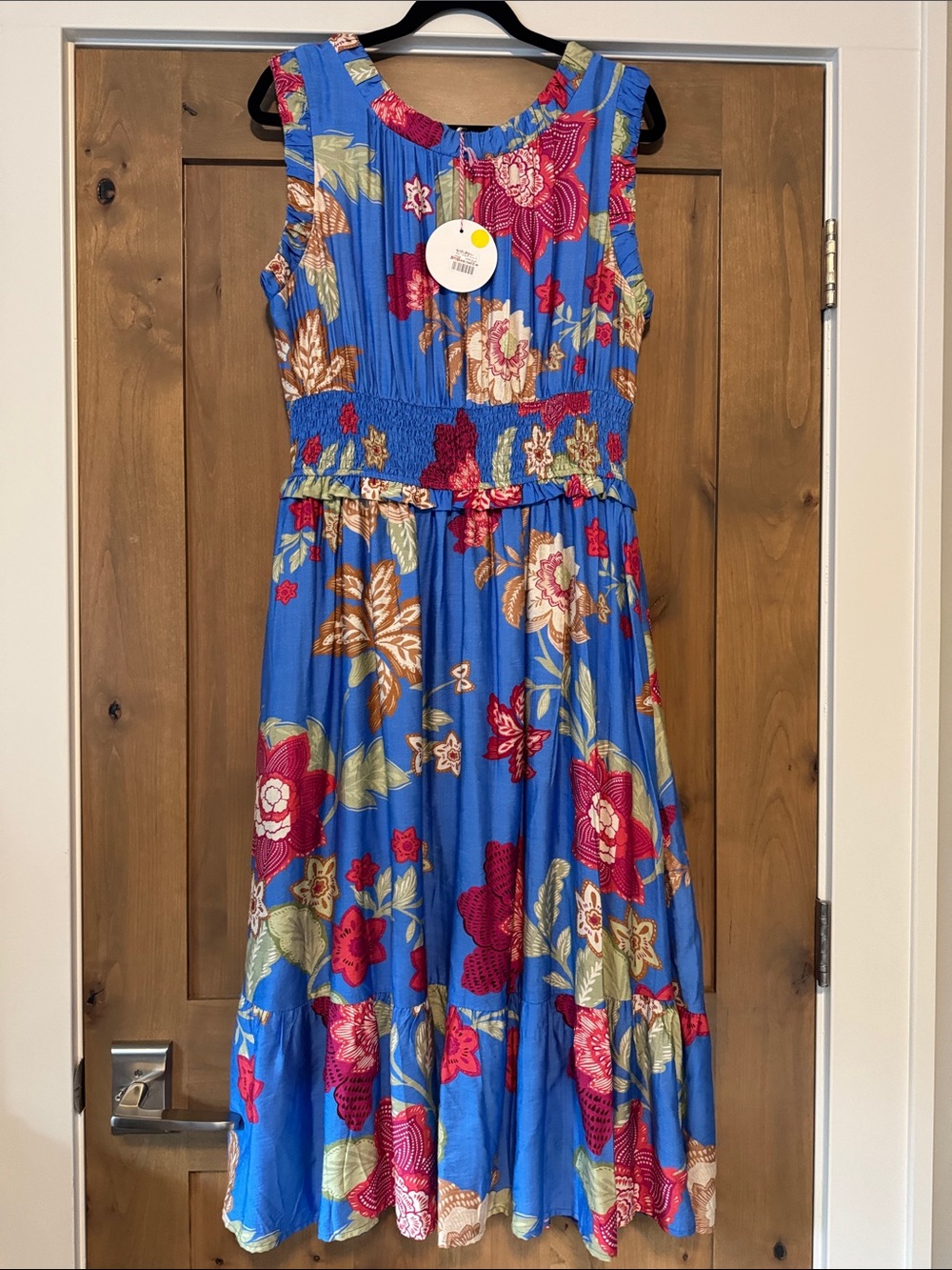NEW Umgee Floral Maxi dress Womens L Smocked waist Boho cottagecore Southern